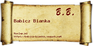 Babicz Bianka névjegykártya